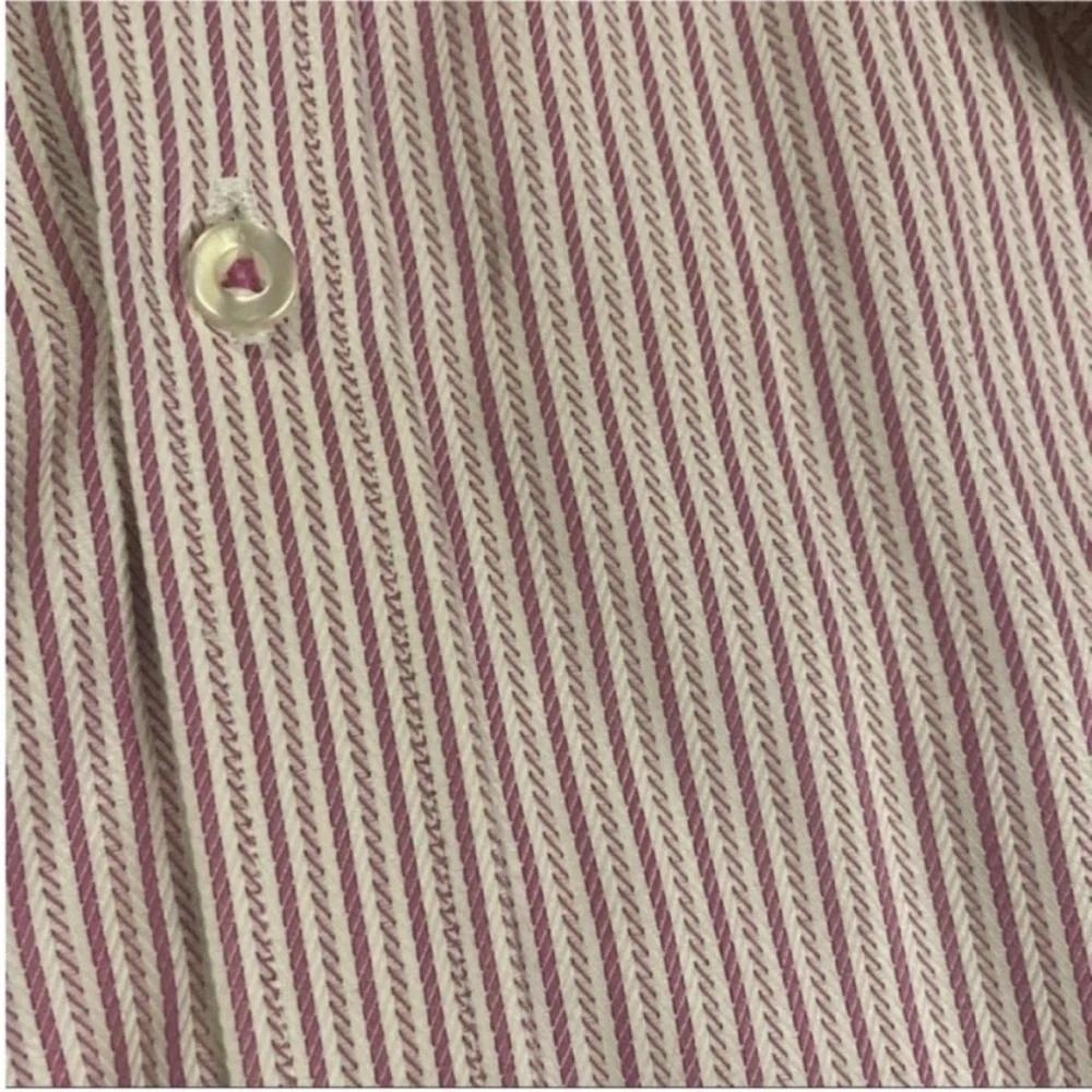 Robert Graham Button Down Pink and‎ White Stripes Paisley Flip Cuff Size 16.5